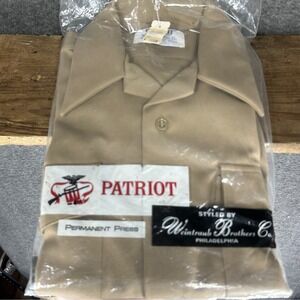 Vintage Patriot Military Shirt Mens Small Beige Button Up Weintraub Bros‎ 7707